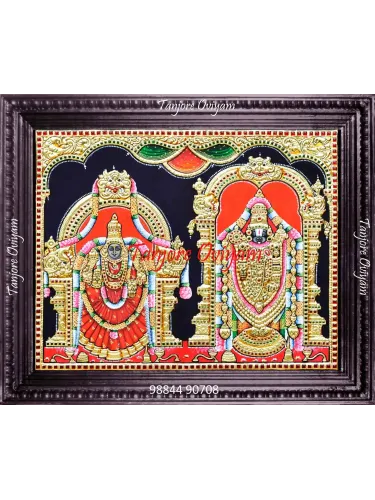 Balaji Thayar painting with gold foil, traditional arch design and classic Tanjore detailing